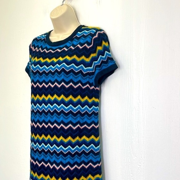 Missoni For Target - Navy Blue Chevron Knit Lined Sweater Mini Dress Size Medium - Picture 5 of 11